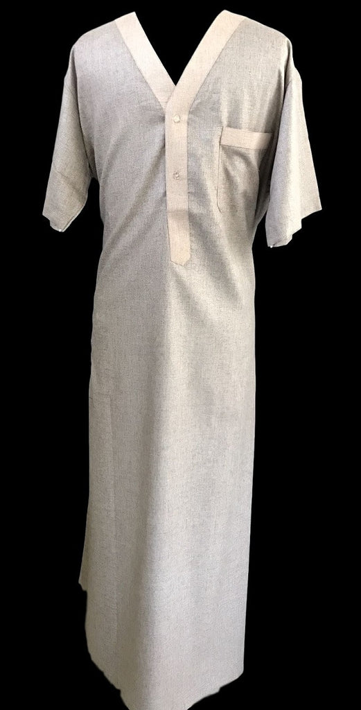 Fancy V-Neck Saudi Thobe for Men