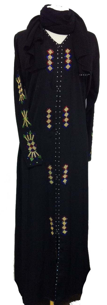 Fancy Saudi Arabian Abaya - Golden/Colored beads - Arabic Islamic Shopping Store