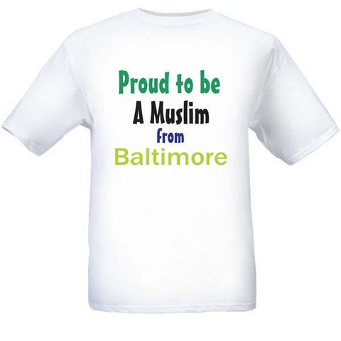 Muslim T-Shirts Clothing - Baltimore, Maryland logo design for men and women - Arabic Islamic Shopping Store
