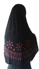 Black Lycra Hijab - 'Leaves and Flowers' - Arabic Islamic Shopping Store - 2