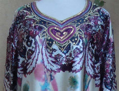 Printed Heart Satin-feel Light weight Kaftan dress - Arabic Islamic Shopping Store - 2