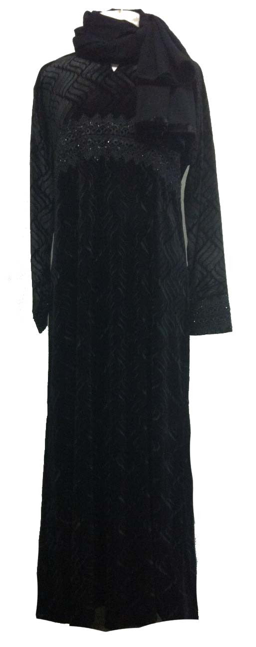 Sameera Black Velvet Abaya - Middle Eastern clothing