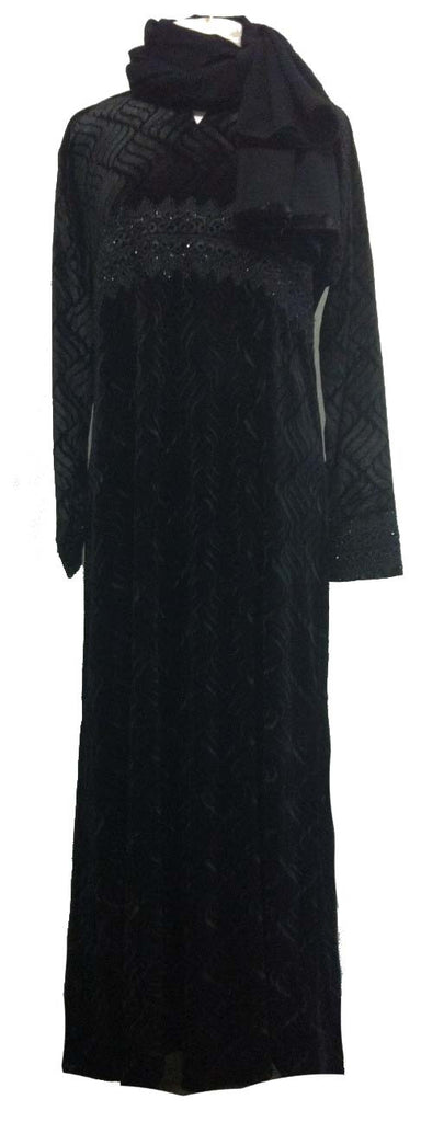 Sameera Black Velvet Abaya - Middle Eastern clothing