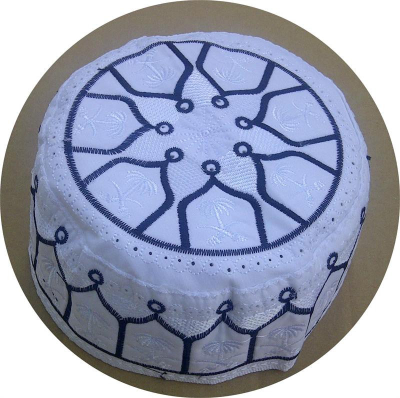 Men's Kufi Cap - Arabic clothing with Saudi Emblem Design In Black White