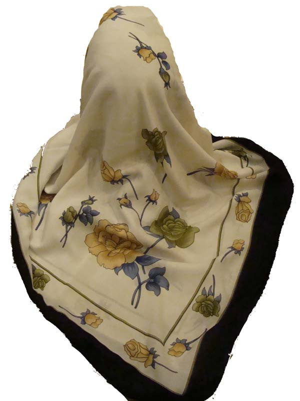Rose Silouette polyester Scarf wrap kerchief - Muslim Clothing