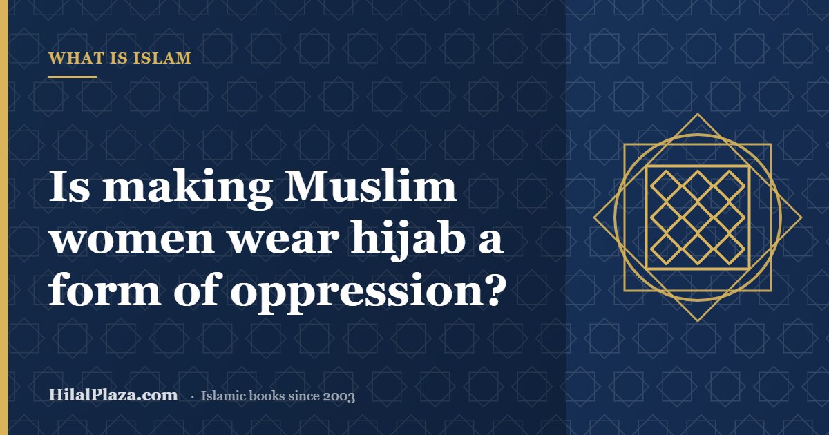Is making Muslim women wear hijab a form of oppression? Article header with a geometric textile pattern icon