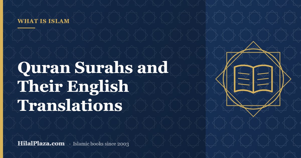 Quran Surahs and Their English Translations. Article header with an open book icon