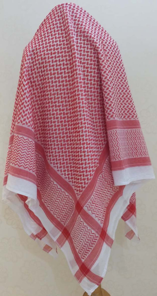 Men's Arab "Shemagh" (Head Scarf) - Red and White - Middle Eastern clothing