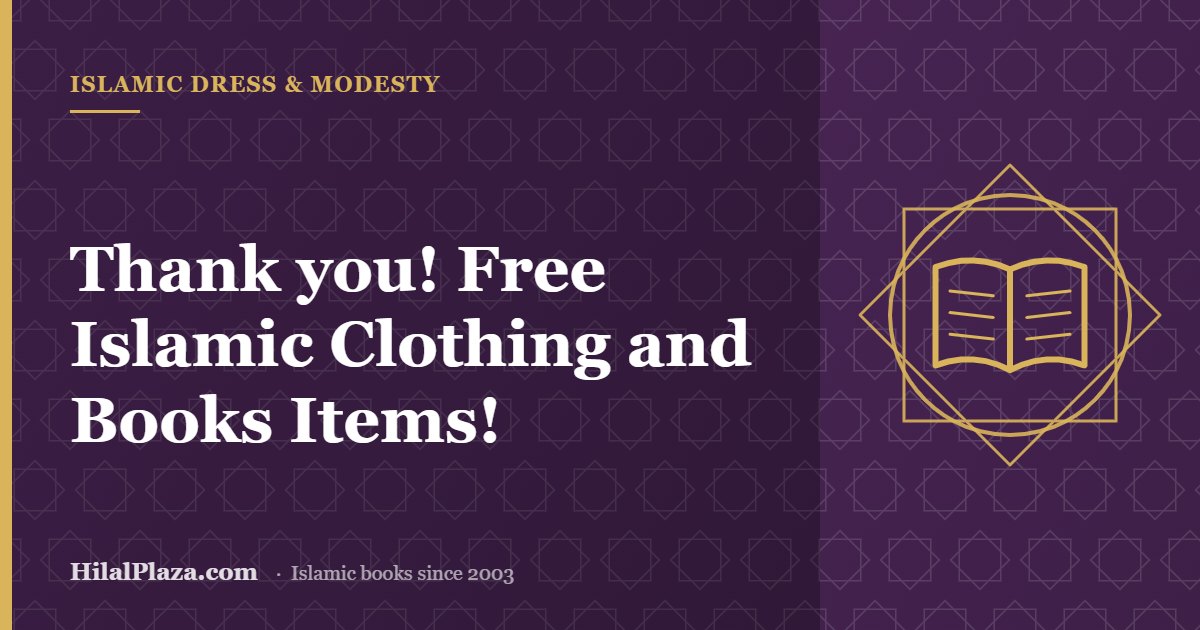 Thank you! Free Islamic Clothing and Books Items! Article header with an open book icon