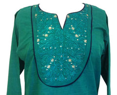 Fancy Embroidered Cotton Tunic top with Long sleeves - Arabic Islamic Shopping Store - 2