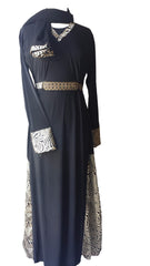 Rabiya Lycra Stretchable Abaya with Belts and Panels - Arabic Islamic Shopping Store - 4