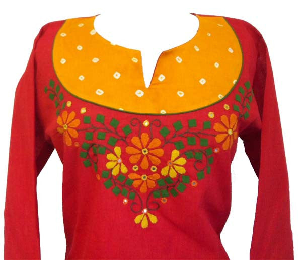 Appliqued Cotton Tunic top with Long sleeves - Arabic Islamic Shopping Store - 2