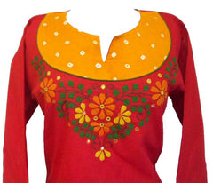 Appliqued Cotton Tunic top with Long sleeves - Arabic Islamic Shopping Store - 2