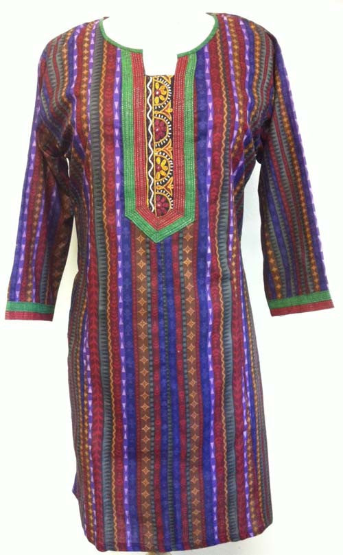 Superior Cotton Tunic top with Long slee ves (Green Shades) - Arabic Islamic Shopping Store - 1