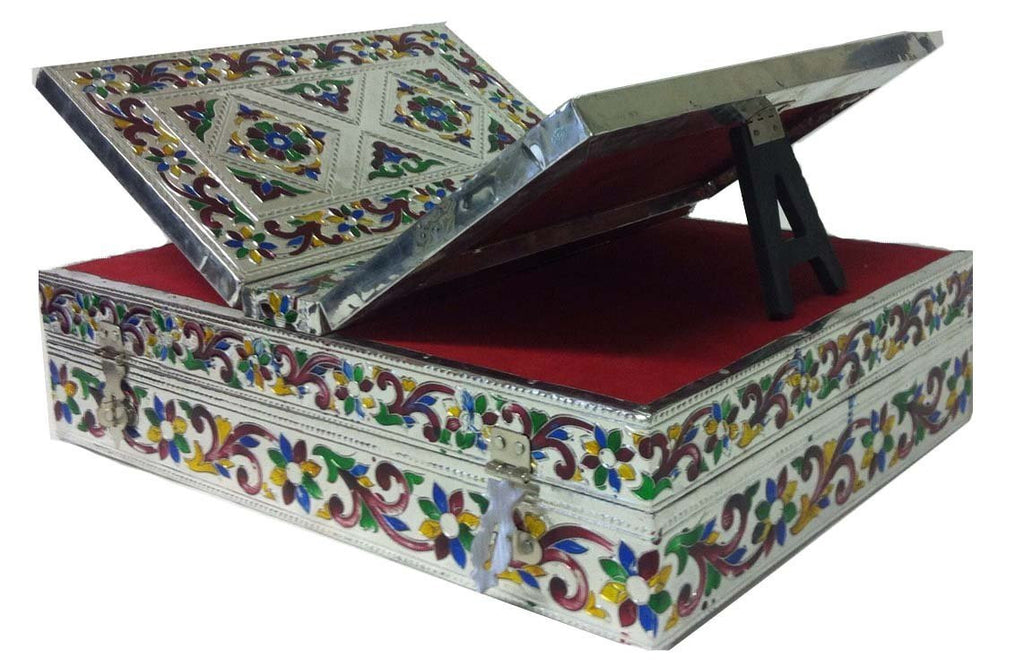 Holy Book Box / Convertible Rehal Quran Bible holder with German Silver (Assorted Designs) - Arabic Islamic Shopping Store - 1