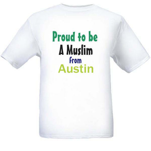 Muslim T-Shirts Clothing - Austin, Texas logo design for men and women - Arabic Islamic Shopping Store