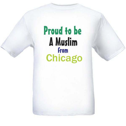 Muslim T-Shirts Clothing - Chicago, Illinois logo design for men and women - Arabic Islamic Shopping Store