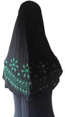 Black Lycra Hijab - 'Leaves and Flowers' - Arabic Islamic Shopping Store - 1
