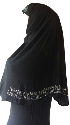 Black Lycra Hijab - 'Little Flowers' - Arabic Islamic Shopping Store