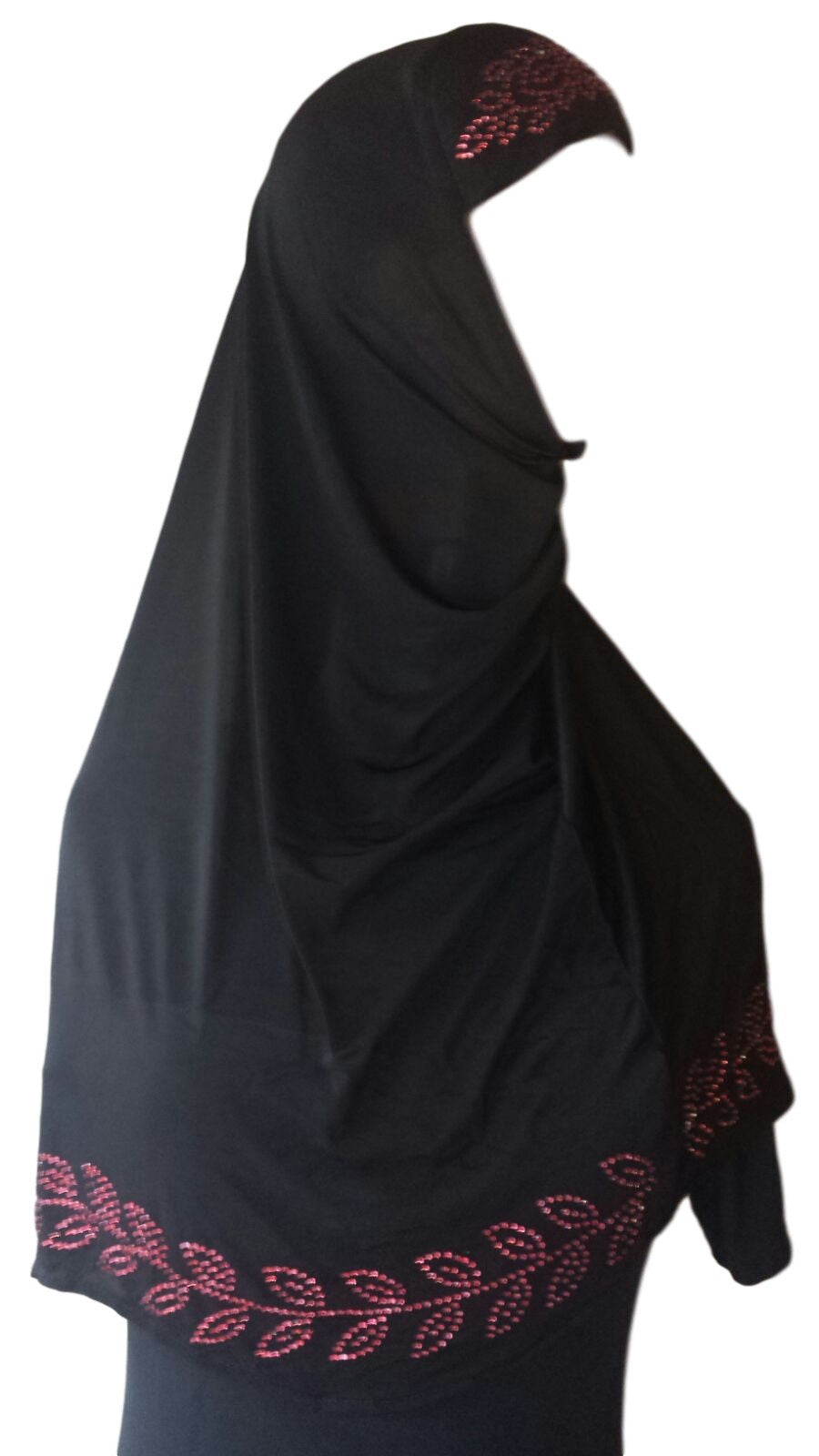 Black Lycra Hijab - 'Leaves' - Arabic Islamic Shopping Store - 2