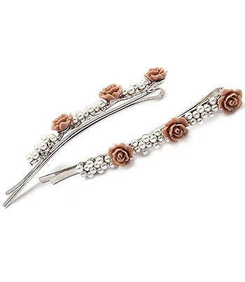 Faux Pearls Rose Hair Pins - Arabic Islamic Shopping Store