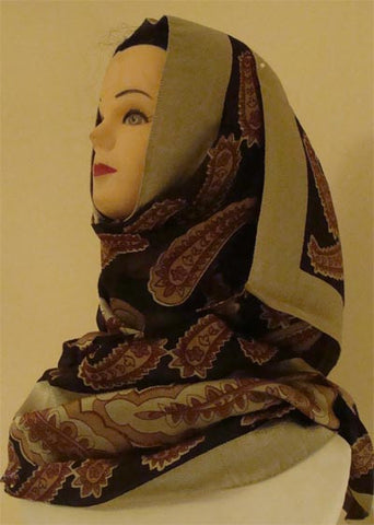 Brown Large Silk Scarf Andalus