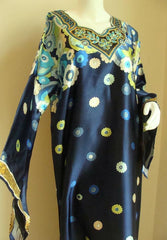 Colorful Satin Kaftan for Ladies with Kimono Sleeves - Arabic Islamic Shopping Store - 2