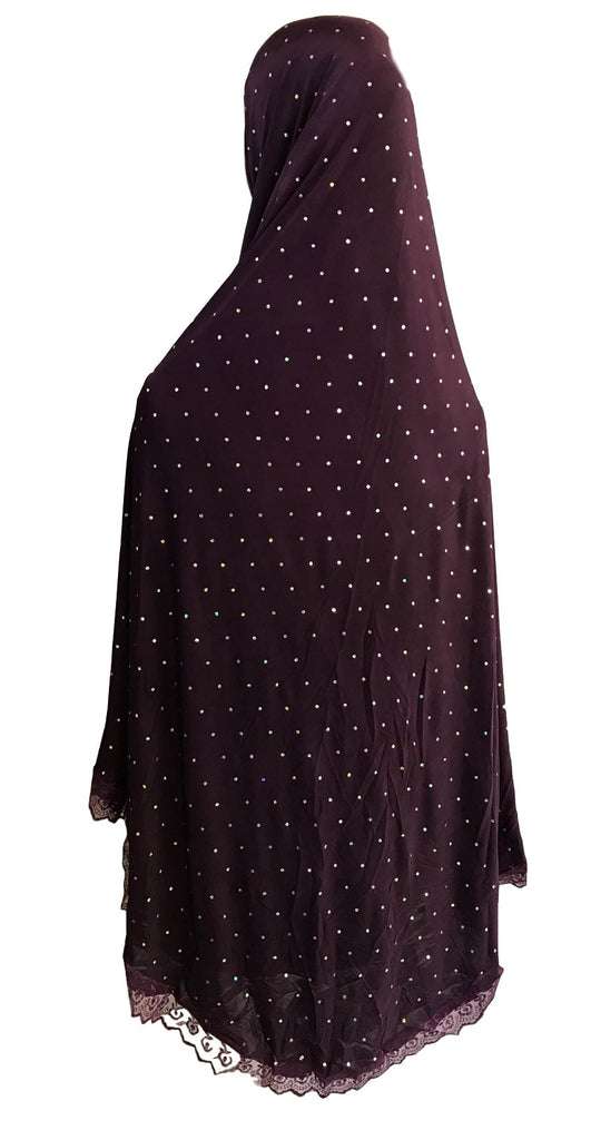 Knee Length Glitter Patterned Hijabs for Muslim Women