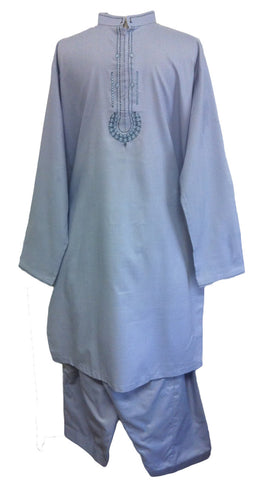 Stylish Pakistani Blue Shalwar Kameez for Men - Arabic Islamic Shopping Store - 1